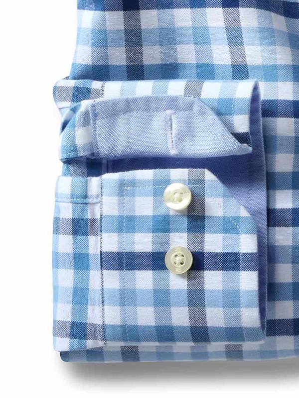 Natadola Blue Check Full sleeve single cuff Cotton Shirt