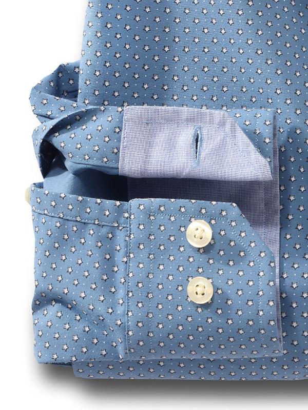 Pryor Blue Printed Full sleeve single cuff Cotton Shirt