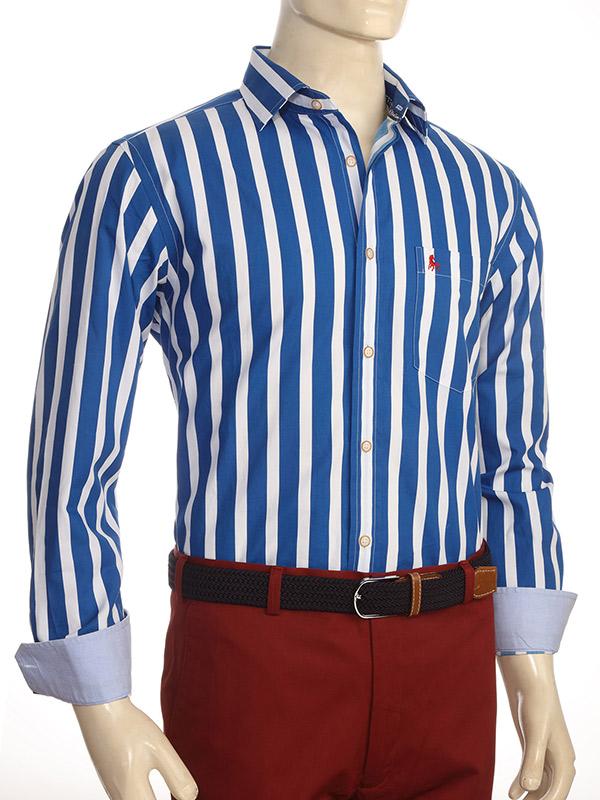 Sevilla Blue Striped Full Sleeve Tailored Fit Casual Cotton Shirt