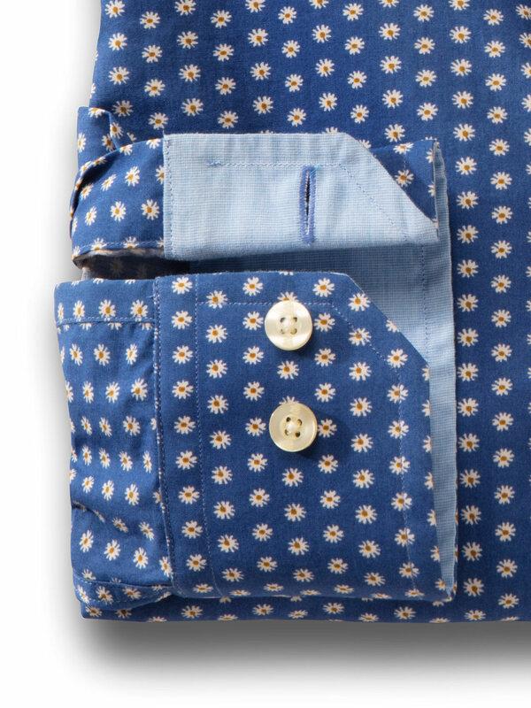 Madrid Blue Printed Full sleeve single cuff Cotton Shirt