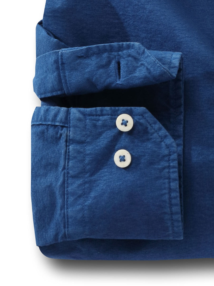 Marbella Oxford Garment Dyed Blue Full Sleeve Tailored Fit Casual Cotton Shirt