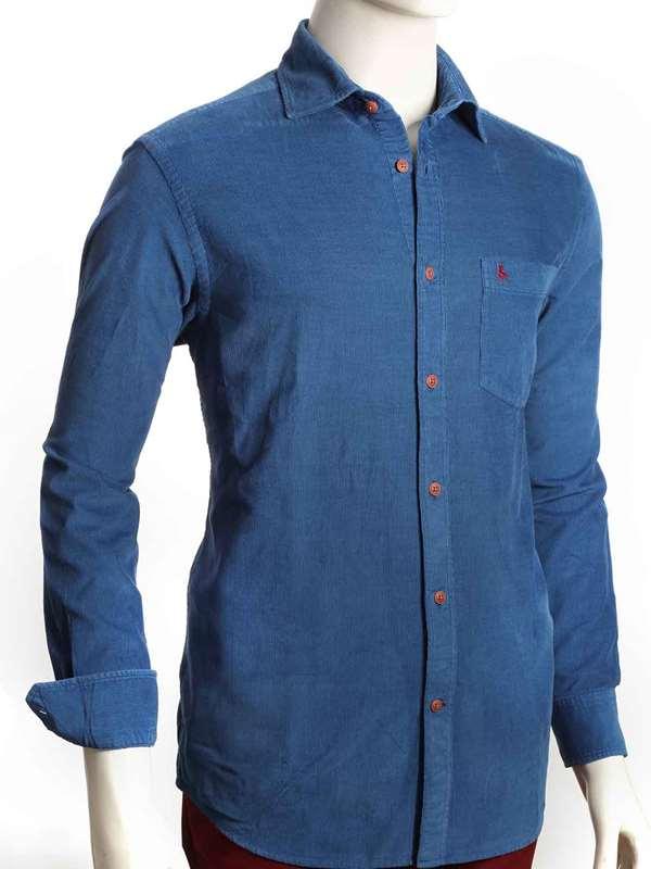 Rodeo Blue Corduroy Full sleeve single cuff Cotton Shirt