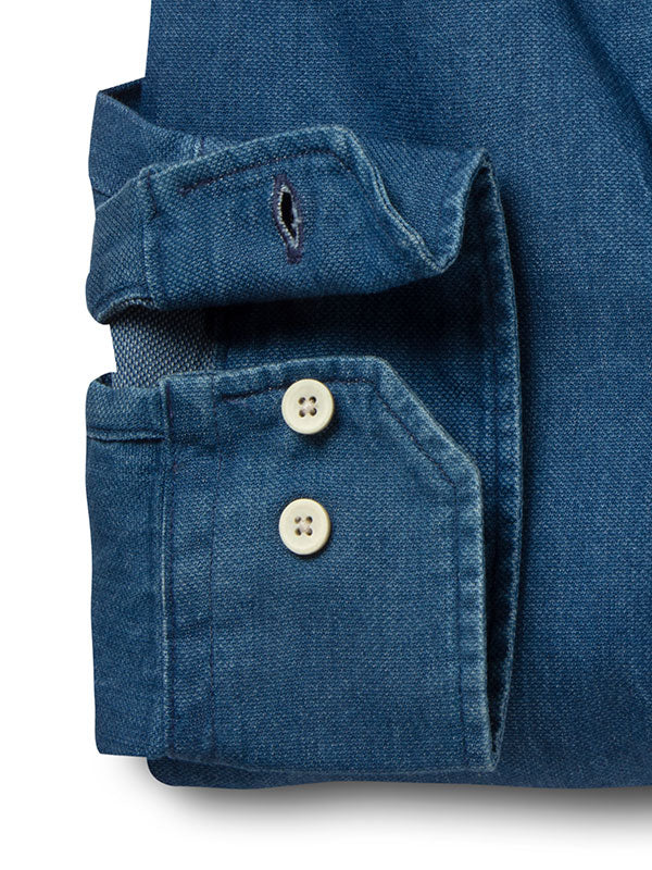 Eastwood Indigo Blue Solid Full sleeve single cuff Cotton Shirt