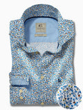 Stockholm Blue Printed Full Sleeve Tailored Fit Casual Cotton Shirt