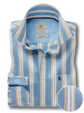 Erling Oxford Blue Striped Full Sleeve Tailored Fit Casual Cotton Shirt