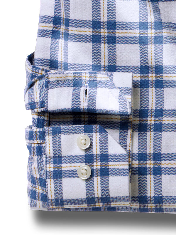 Valverde Herringbone Blue Check Full Sleeve Tailored Fit Casual Cotton Shirt