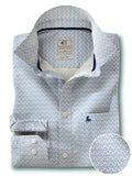 Beckham Blue Printed Full Sleeve Tailored Fit Casual Cotton Shirt