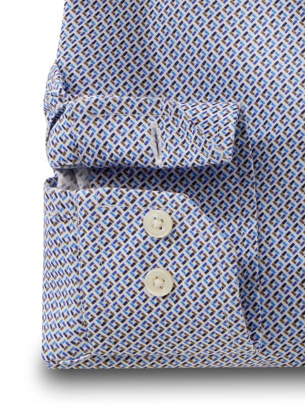Scholes Blue Printed Full Sleeve Tailored Fit Casual Cotton Shirt