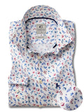 Patras Blue Printed Full Sleeve Tailored Fit Casual Cotton Shirt