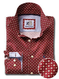 Lopez Burgundy Printed Full sleeve single cuff Cotton Shirt