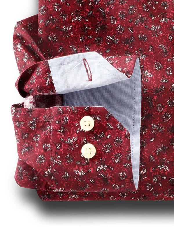 Steven Burgundy Printed Full sleeve single cuff Cotton Shirt