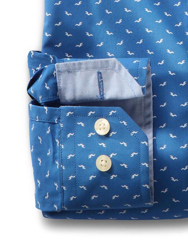 Dove Cobalt Printed Full sleeve single cuff Cotton Shirt