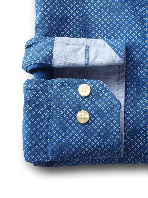 Federer Cobalt Printed Full sleeve single cuff Cotton Shirt