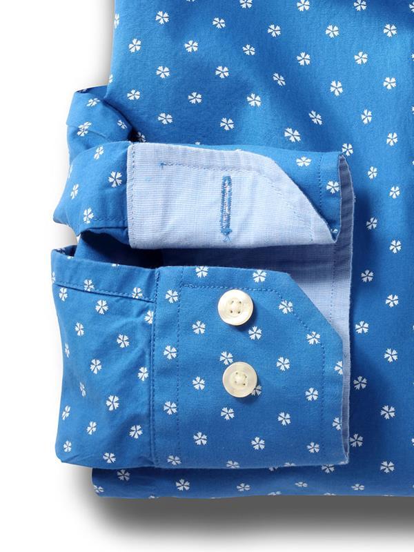 Aguero Cobalt Printed Full sleeve single cuff Cotton Shirt