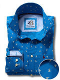 Egret Cobalt Printed Full sleeve single cuff Cotton Shirt
