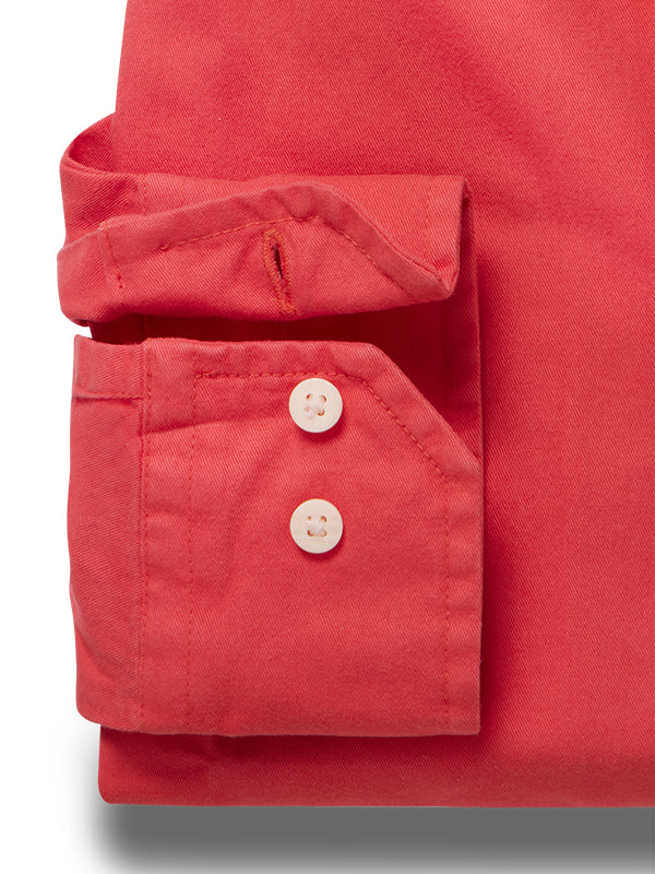 Harry Oxford Garment Dyed Coral Solid Full Sleeve Tailored Fit Casual Cotton Shirt