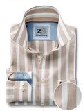 Paraiso Cream Striped Full sleeve single cuff Cotton Shirt
