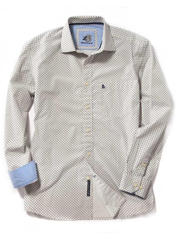Kitts Ecru Printed Cotton Shirt