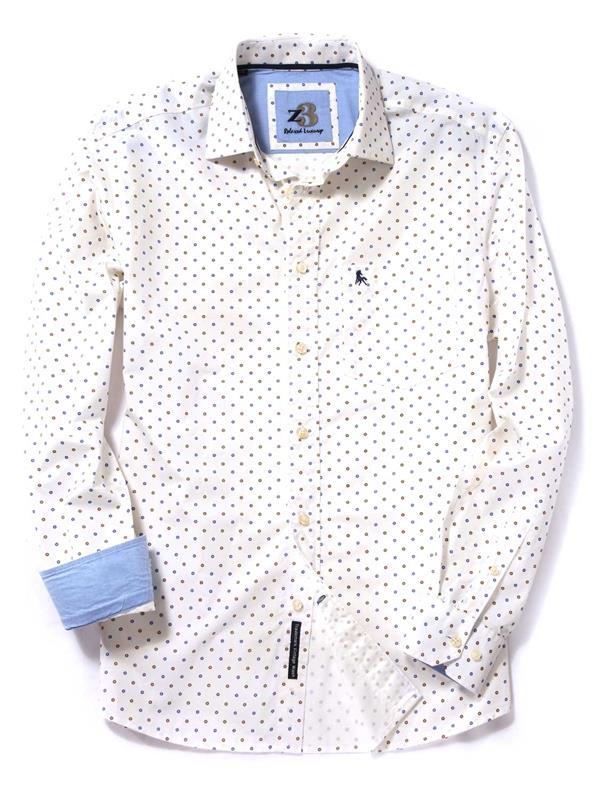 Maarten Ecru Printed Cotton Shirt