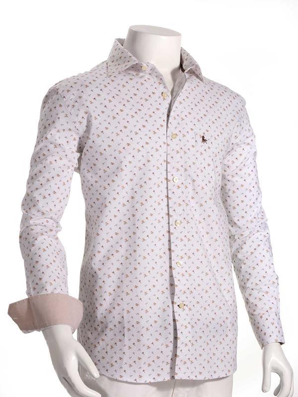 Island Ecru Printed Cotton Shirt