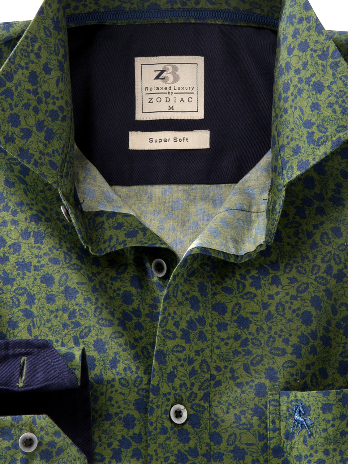 Collins Green Printed Full Sleeve Tailored Fit Casual Cotton Shirt