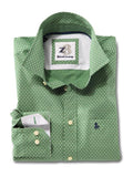 Lager Green Printed Cotton Shirt