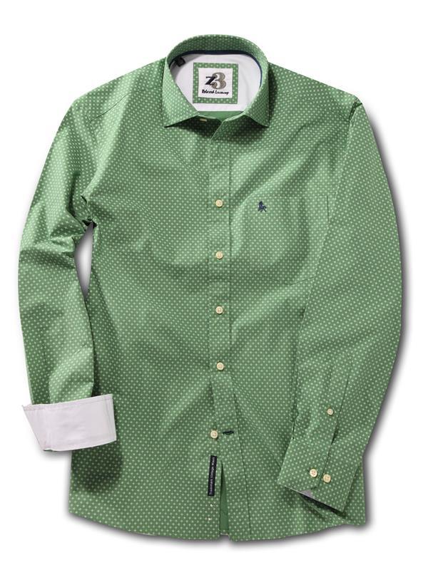 Lager Green Printed Cotton Shirt