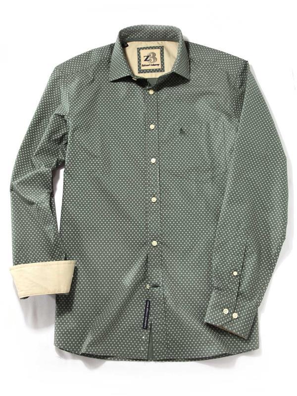 Porter Green Printed Full sleeve single cuff Cotton Shirt