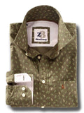 Pine Green Printed Full sleeve single cuff Cotton Shirt