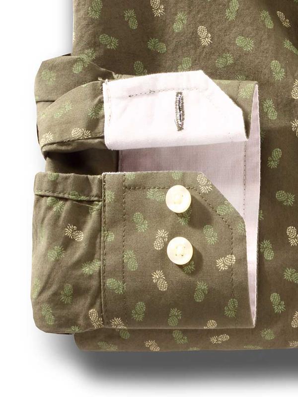 Pine Green Printed Full sleeve single cuff Cotton Shirt