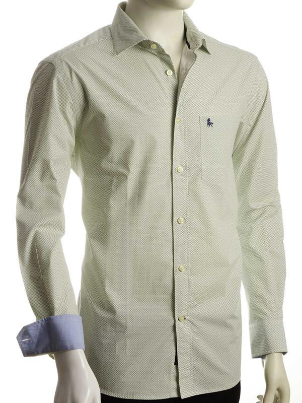 Siesta Green Printed Full sleeve single cuff Cotton Shirt