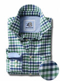 Natadola Green Check Full sleeve single cuff Cotton Shirt