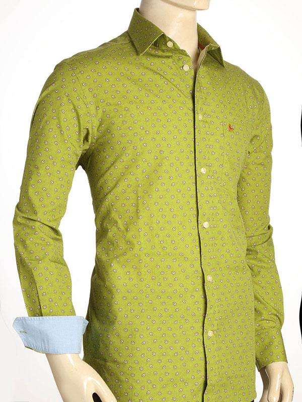 Maple Green Printed Full sleeve single cuff Cotton Shirt