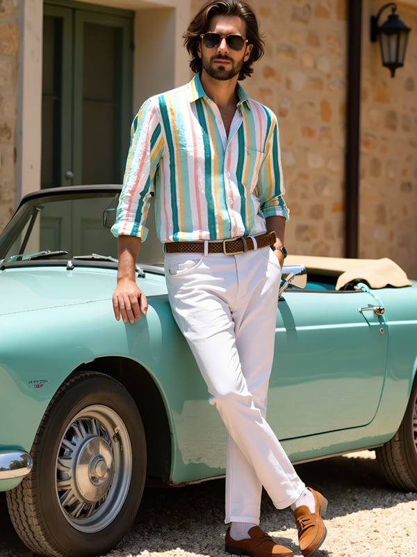 Majorca Seersucker Green Striped Full Sleeve Tailored Fit Casual Cotton Shirt