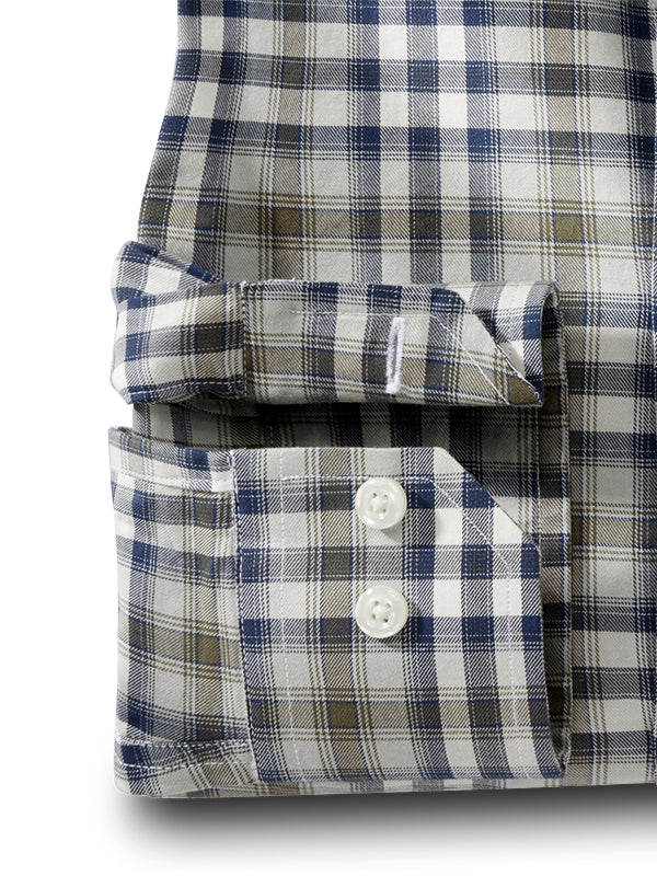 Tallon Twill Green Check Full Sleeve Tailored Fit Casual Cotton Shirt