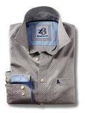Danny Light Grey Printed Full sleeve single cuff Cotton Shirt