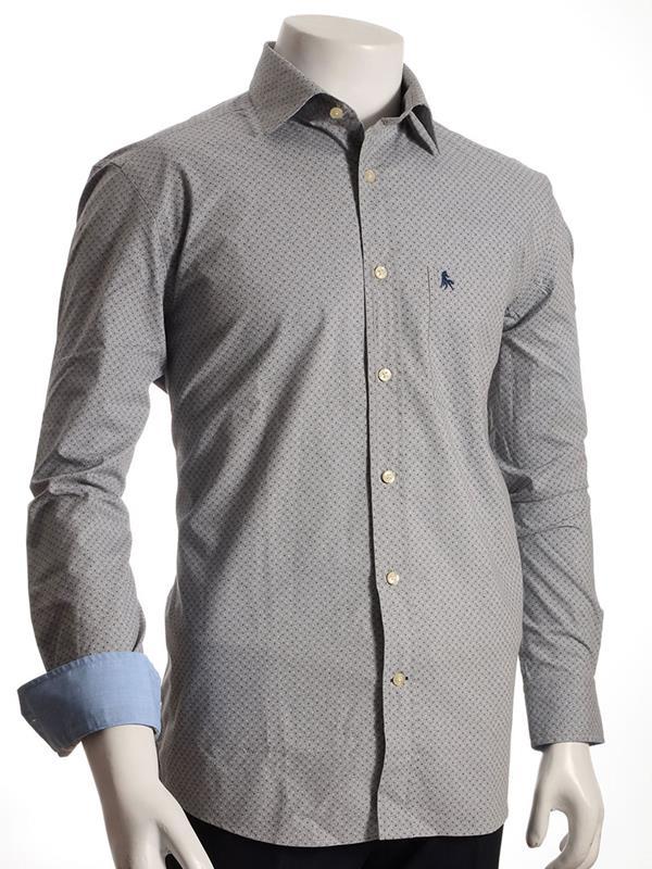 Danny Light Grey Printed Full sleeve single cuff Cotton Shirt