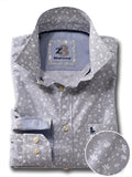 Mulanay Light Grey Printed Full sleeve single cuff Cotton Shirt