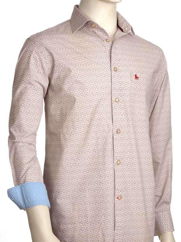 Aston Light Grey Printed Full sleeve single cuff Cotton Shirt
