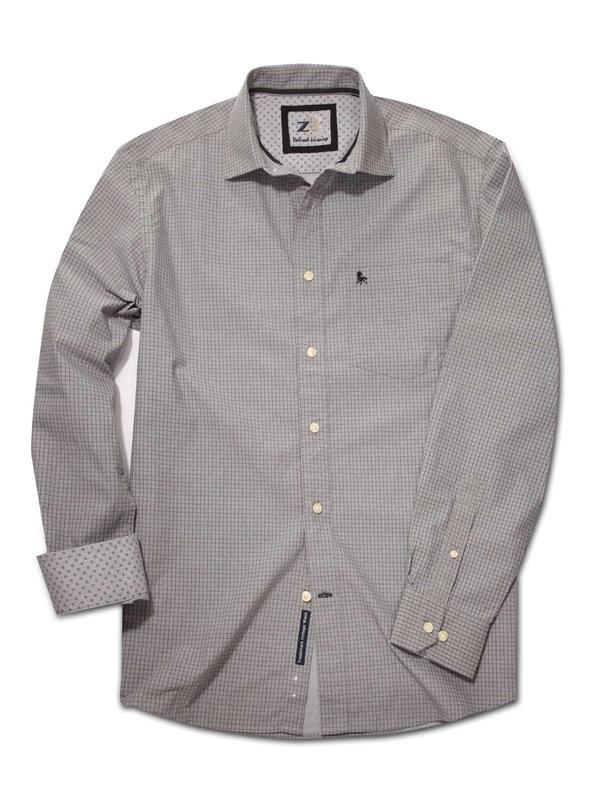 Kvass Light Grey Check Full sleeve single cuff Cotton Shirt
