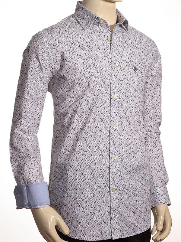 Ditsy Light Grey Printed Full sleeve single cuff Cotton Shirt