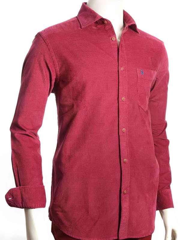 Rodeo Maroon Corduroy Full sleeve single cuff Cotton Shirt