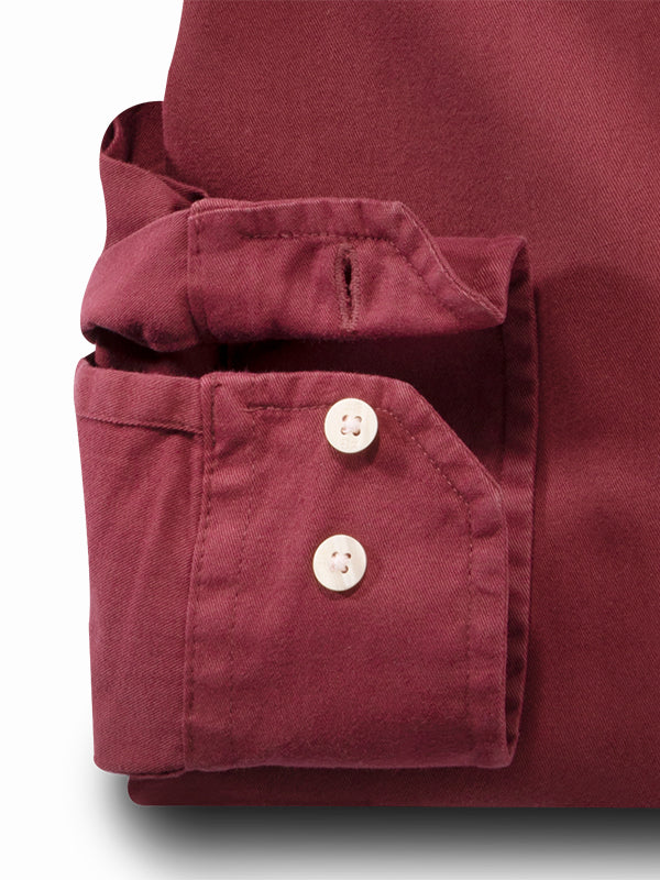 Neymar Twill Garment Dyed Maroon Solid Full Sleeve Tailored Fit Casual Cotton Shirt