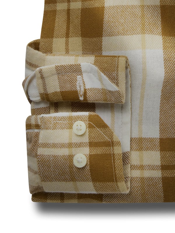 Pendrith Twill Mustard Check Full Sleeve Tailored Fit Casual Cotton Shirt