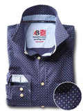 Yachts Navy Printed Full sleeve single cuff Cotton Shirt