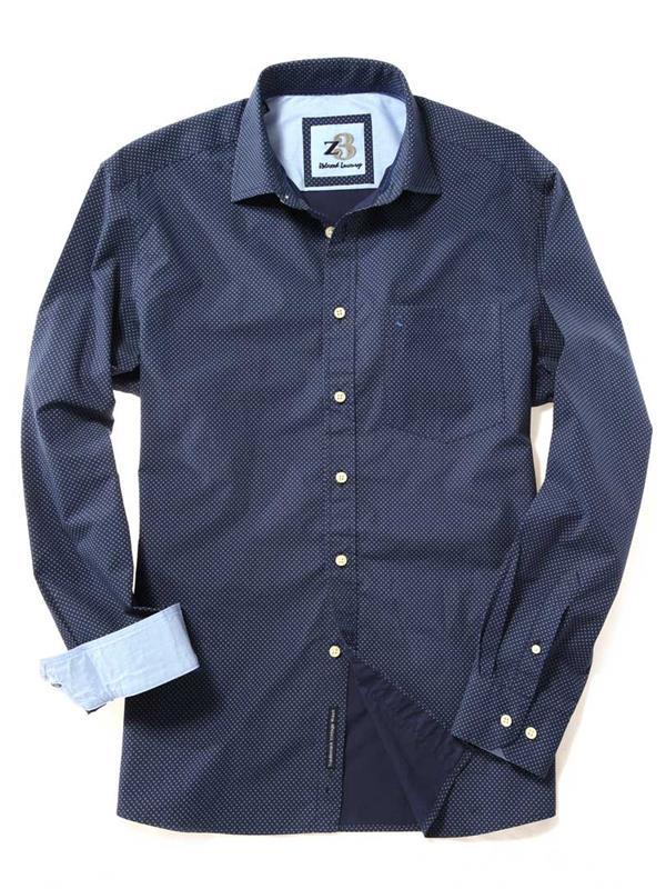 Bermuda Navy Printed Cotton Shirt