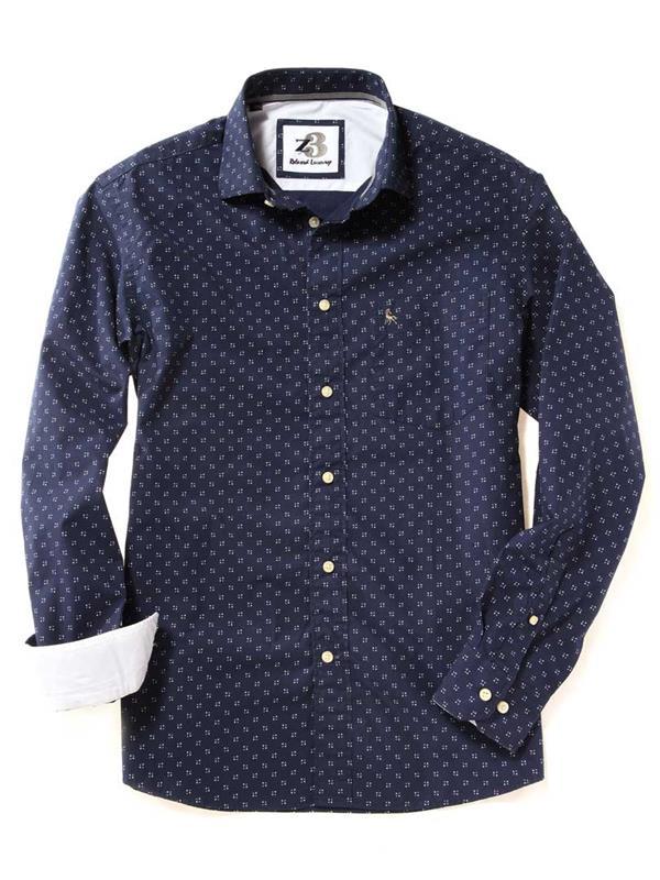 Cook Navy Printed Cotton Shirt