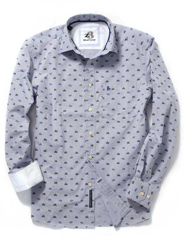 Racing Navy Printed Blended Shirt