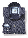 Vincent Navy Printed Cotton Shirt