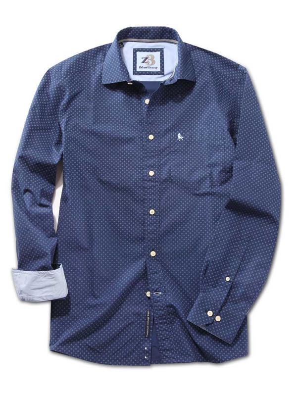 Purl Navy Printed Cotton Shirt
